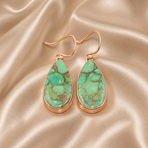 Pendientes Colgantes de Plata de Ley 925 con Turquesa Verde Cobre, Hechos a Mano, Estilo Boho, Joyería de Oro Rosa y Oro Amarillo para Mujer - Product Image 5