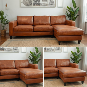 Chaise longue traditionnelle en cuir véritable, écologique, pour chambre à coucher et salon, ensemble de meubles de luxe pour hôtel - Product Image 6