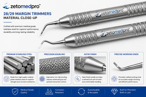 เครื่องมือตัดแต่งขอบฟันแบบพรีเมียม รุ่น 28 Distal และ 29 Mesial ผลิตจากเหล็กกล้าไร้สนิมเกรดทางการแพทย์ สำหรับงานบูรณะฟัน OEM Zetomed Pro - Product Image 3