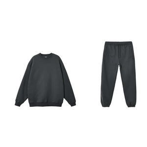 Unisex Black Cotton Tracksuit Set Stand Collar Sweatshirt Full Length <b>Pants</b> Solid Color Breathable Windproof Lightweight Sporty - Product Image 1