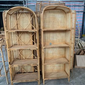 Étagère murale en rotin naturel durable, support de présentation fait main en osier, décoration bohème pour la maison, organisateur pour salon, vente en gros B2B - Product Image 5