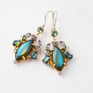 ต่างหูเงิน925สุดหรูลดกระหน่ำทำมือกับอัญมณีลาบราโอไรต์สำหรับผู้หญิงเครื่องประดับแฟชั่นดีไซน์หรูหรา - Product Image 3