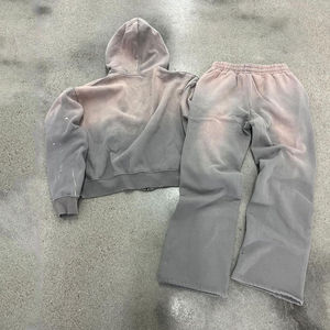 Sudaderas con Capucha y Pantalones Deportivos Extra Grandes para Hombre, Diseño Personalizado al por Mayor, con Bordado y Parches Desgastados, 2026 - Product Image 6