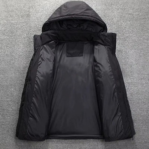Gray <b>Red</b> Black Custom Men Hooded Puffer <b>Jacket</b> Padded Winter Coat Water Resistant Chest Zip Pocket OEM Factory Premium Wear - Product Image 1