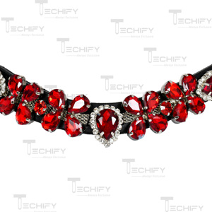 Premium Red Crystal Horse Browband Black Leather Rhinestone Headstall Decorative <b>Equestrian</b> Riding Accessory - Product Image 4