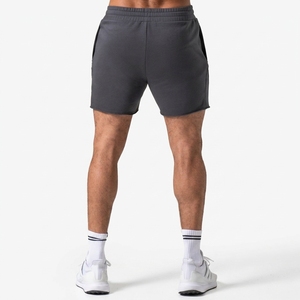 Shorts en coton gris foncé OEM à cordon de serrage, taille mi-haute, couleur unie, décontractés, respirants, tricotés - Product Image 2