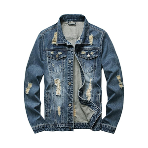 Chaqueta de mezclilla para hombre con logo personalizado, bordado de botones, desgastada, vintage, lavada, rotas, al por mayor, estilo urbano, ropa de abrigo de invierno - Product Image 1