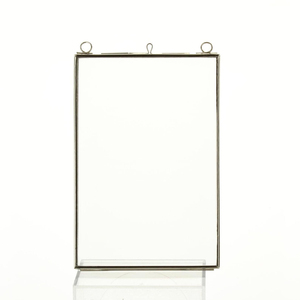 Rectangular Metal Photo <b>Frame</b> Brass Hanging Vertical Orientation Specialty <b>Frame</b> <b>Gold</b> Finished Clear Glass Hanging Photo <b>Frame</b> - Product Image 1