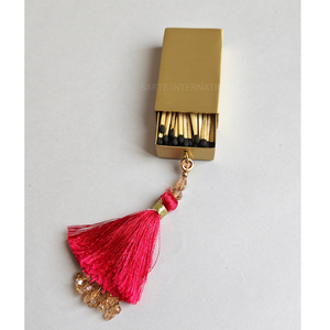 Porta fósforos de latón con borla decorativa y acabado dorado para fósforos, decoración de lujo para el hogar, tiendas de regalos, compradores mayoristas, OEM, ODM - Product Image 2