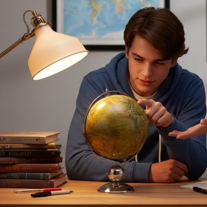 Globo Terráqueo Educativo de Metal de 40 cm |   Mapa Detallado a Color |   Base de Soporte Negra Resistente | Globo Terráqueo Educativo para Oficina y Hogar - Product Image 3