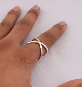 Solid 925 Sterling <b>Silver</b> Minimalist Band <b>Ring</b> Vintage Style Plain <b>Silver</b> Band <b>Men</b> and Women Handcrafted Boho Stackable Band - Product Image 4