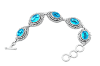 Bracelet unisexe à maillons en argent vieilli plaqué argent antique avec topaze sertie clos |   Bijoux de mariage bohèmes en laiton faits à la main