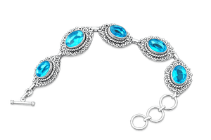 Pulsera de Mujer con Piedra de Topacio Plateada en Plata Antigua Oxidada de Estilo Vintage |   Joyería Étnica Bohemia Hecha a Mano en Latón para Bodas (Bohemia) - Product Image 2