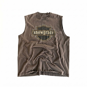 Débardeur en coton sans manches pour homme Snowgrace, col rond, jersey décontracté, logo imprimé sur le devant, coupe classique - Product Image 1