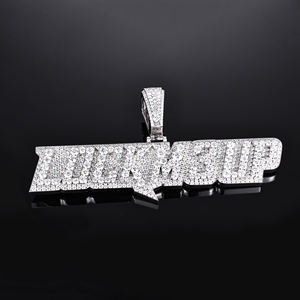 Weekly Shop 14K <b>Solid</b> <b>Gold</b> <b>Pendant</b> Charm Silver Plated Zinc Alloy Moissanite Micro Insert Hiphop Style Unisex Jewelry IGI - Product Image 2