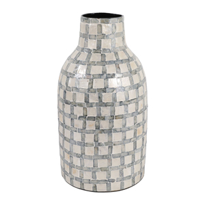 Vase élégant en nacre tressée avec incrustation de capiz, décoratif, en forme de bouteille, pour la décoration intérieure du salon, de la chambre et de la maison. - Product Image 4