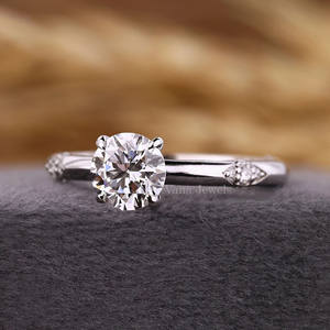 Anillo de compromiso de diamante cultivado en laboratorio cortado, anillo de boda de oro blanco de 10K, juego de cuatro puntas de garra, anillo de propuesta de oro sólido de 14K, aniversario - Product Image 3