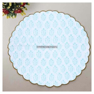Serviette de table ronde moderne imprimée à la main 100% coton Design unique pour avion, hôtels et usage domestique EN056 - Product Image 1