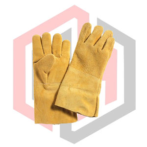 ถุงมือเชื่อมหนังวัวคุณภาพสูง ถุงมือป้องกันเต็มรูปแบบ ระบายอากาศได้ดี ทนต่อการฉีกขาด ทนต่อการสึกหรอ ป้องกันความร้อน - Product Image 1