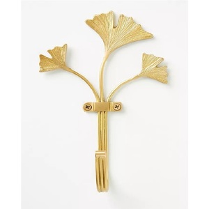 Porte-manteau mural vintage en fer forgé motif feuille de Ginkgo, résistant à la rouille, à un seul niveau - Product Image 5