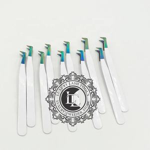 Pince à épiler d'extension de cils en acier inoxydable durable de haute qualité Rainbow Point revêtement en poudre blanche Shot Boot Private Label - Product Image 1