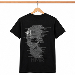 เสื้อยืดพิมพ์ลายหัวกะโหลกคริสตัลสีดำสำหรับผู้ชาย HMR Brotherhood ดีไซน์เนอร์ แฟชั่นฮิปฮอป แขนสั้น ระบายอากาศได้ดี มีสไตล์ - Product Image 5