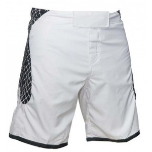 Shorts de sport MMA pour hommes, blanc uni, séchage rapide, imperméables, écologiques, avec poches, taille élastique, longueur mi-cuisse, tissu en toile - Product Image 2