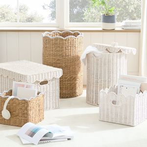 Boîte de rangement en rotin avec couvercle, tressée à la main, pour ranger les jouets, organiseur pour salle de jeux ou chambre d'enfant - Product Image 6