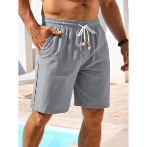 Men's <b>Lightweight</b> 100% Cotton Oxford <b>Cargo</b> Hip Hop <b>Shorts</b> Elastic Waist Summer Beach with Pockets Made in Bangladesh - Product Image 2