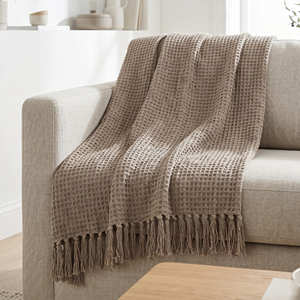Plaid texturé en coton gris 125x150 cm, style gaufré, pour canapé moderne, idéal pour les collections de décoration intérieure scandinave - Product Image 5
