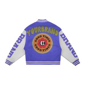 Veste Varsity de haute qualité avec logo personnalisé, broderie streetwear, polaire d'hiver, corps en laine et manches en cuir - Product Image 3