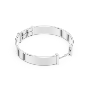 Bracelet jonc plat moderne pour homme avec diamants – Diamants de laboratoire VVS DEF CVD pavés en or massif et argent 925 – Bijoux fins - Product Image 4