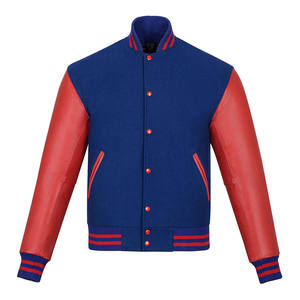 เสื้อแจ็คเก็ตเบสบอลแบบ Letterman สำหรับผู้ชาย สั่งทำโลโก้ได้ ตัวเสื้อทำจากผ้าขนสัตว์ แขนเสื้อทำจากหนัง คอตั้ง ผ้าแคนวาส สำหรับทีมวาร์ซิตี้ - Product Image 5