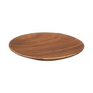 Assiette plate ronde en bois, couleur unie, minimaliste, moderne, rustique chic, texture du bois massif, grain de bois naturel, finition polie - Product Image 1