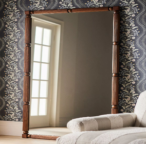 <b>Large</b> full length floor <b>mirror</b> with a stylish dark brown fluted wood design frame, available at wholesale prices. - Product Image 1