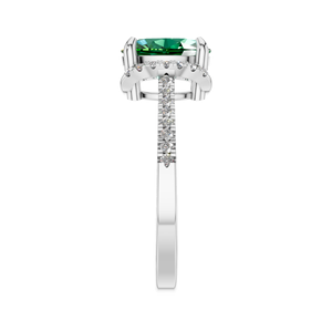 Anillo de Halo de oro blanco y Plata de Ley 925, piedra preciosa esmeralda de corte ovalado, joyería fina para bodas, aniversarios, fiestas, certificado IGI - Product Image 2