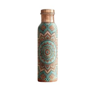 Wholesale Eco-Friendly Printed Copper <b>Water</b> <b>Bottle</b> with Leakproof Cap Elegant Floral Design Ayurveda Fitness <b>Gym</b> Flask - Product Image 6