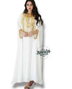 Venta al por mayor AWAIS HOUSE - Nuevo conjunto de lujo de 2 piezas para mujer musulmana, modesto, de gasa sólida, no tejido, con cuentas, lavable, túnica de largo completo, corte en A. - Product Image 4