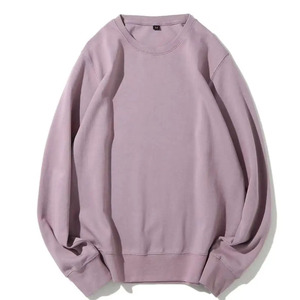 Sudadera de Felpa de Algodón, Corte Regular, Estilo Casual, Color Sólido, Manga Larga, Cuello Redondo, Sin Capucha - Product Image 5