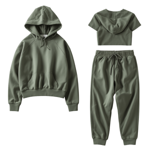 Conjunto Deportivo de Dos Piezas para Mujer, Sudadera Corta Oversize y Pantalones Anchos, Estilo Casual Urbano - Product Image 3
