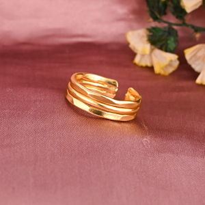 Anillo Ajustable de Latón Chapado en Oro Triple Lineal de Moda para Mujer, Regalo de Boda o Compromiso, Venta al por Mayor, 25 Pares - Product Image 2