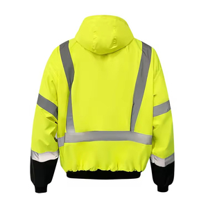 <b>Mens</b> High Visibility Safety Workwear Bomber <b>Jacket</b> Protective <b>Reflective</b> Hi-Vis Outdoor Work <b>Jacket</b> - Product Image 2