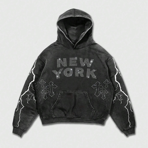 Sudadera con Capucha Unisex de Corte Regular con Logotipo Frontal, Algodón Ecológico con Lavado Ácido, Ropa Urbana de Otoño con Bolsillo - Product Image 1