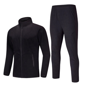 Ensemble coupe-vent unisexe noir en polaire OEM, manches longues, fermeture éclair quart de tour, style sportif, vêtements d'hiver, poches latérales, coupe régulière, imperméable - Product Image 1
