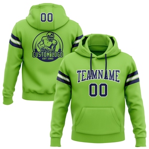 Sweat-shirt à capuche de football personnalisé, nouveau design, vert néon et bleu marine, vente en gros directe - Product Image 1