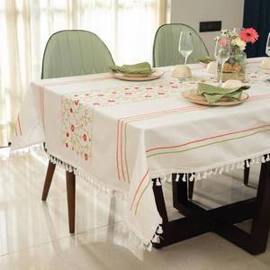 New Arrival100% Pure Cotton Linen Luxury Wedding <b>Party</b> <b>Decorative</b> Embroidered <b>Table</b> Cloths - Product Image 1