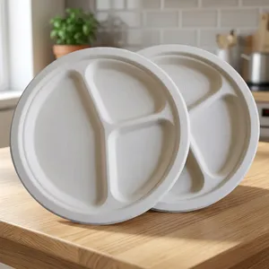 Top Selling <b>Pulp</b> Moulded Disposable 9 Inch Half Plate Eco Friendly Biodegradable Modern Luxury Party Tableware for Restaurants - Product Image 1