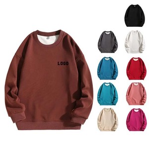 Sweat-shirt unisexe à col rond en tricot, couleur unie, décontracté, respirant, coupe classique, pour l'automne, 100% coton, prix bas, faible MOQ - Product Image 5