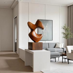 Pièce décorative en bois massif, figurine en bois naturel, finition bois naturel, artisanat en bois haut de gamme, accessoire d'intérieur de luxe, console moderne - Product Image 5