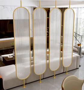 Marco Curvo Art Deco de Acero Inoxidable, Partición de Pared de Vidrio, Paravent de Metal, Divisor de Espacio para Sala de Estar, Pantallas de Techo PARA EL Hogar - Product Image 6